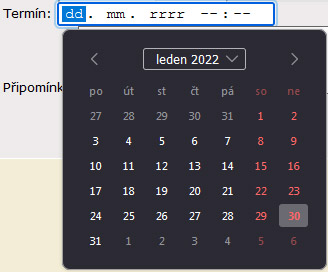 vkládání datumu do formuláře